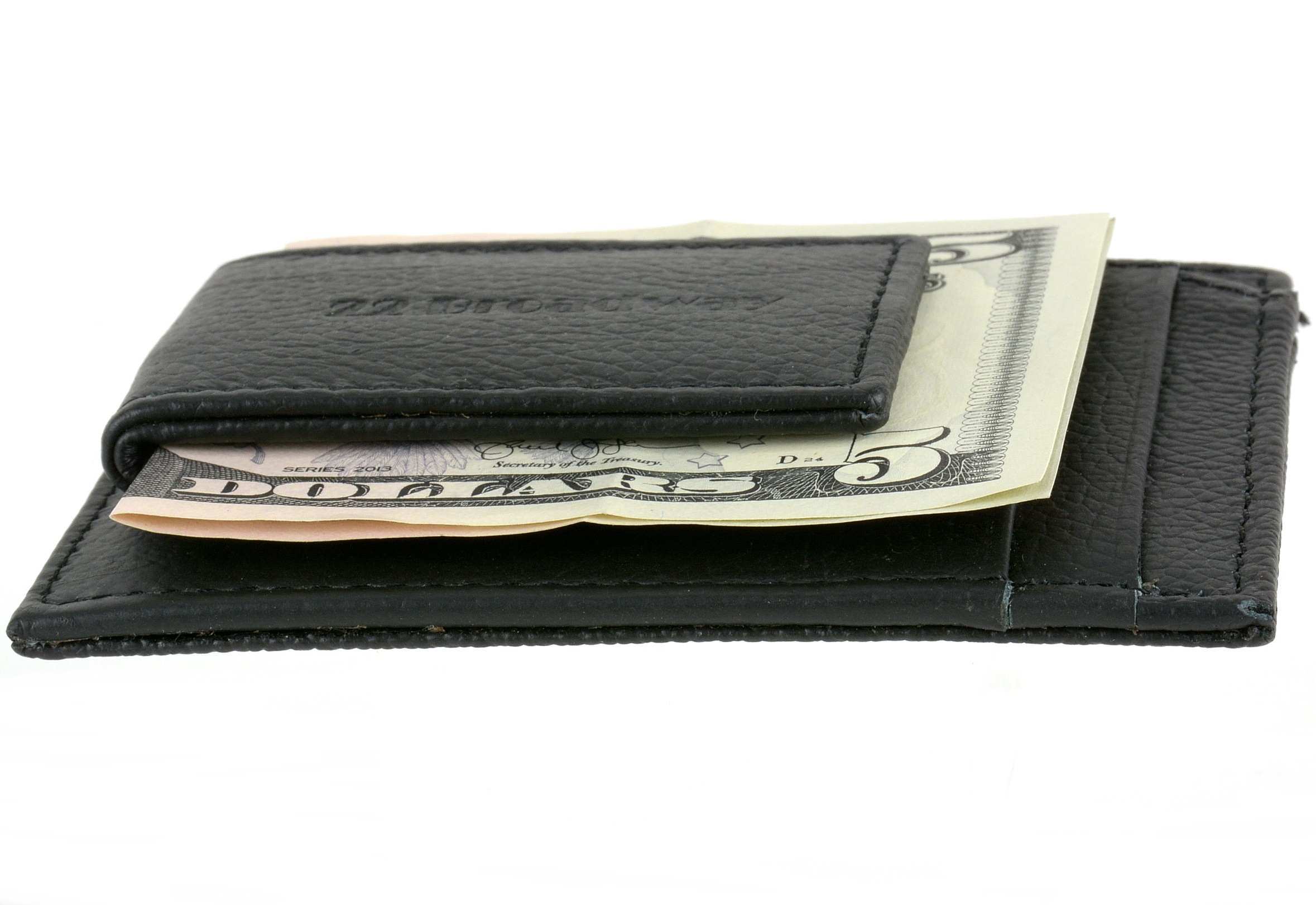 Leather Money Clip Wallet Card Case ID Window Strong Rare Earth